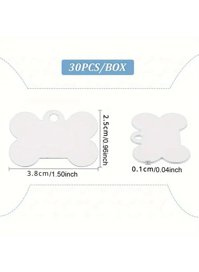 40 Pcs Silvery Sublimation Aluminum Blank Dog Tags For DIY Keychains Pets Tags 1.5x1 - Image 3