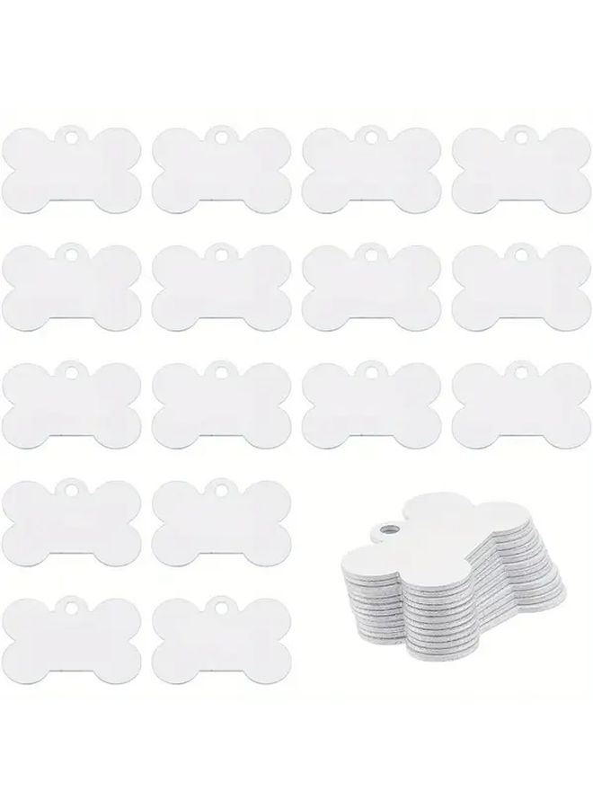 40 Pcs Silvery Sublimation Aluminum Blank Dog Tags For DIY Keychains Pets Tags 1.5x1 - Image 1