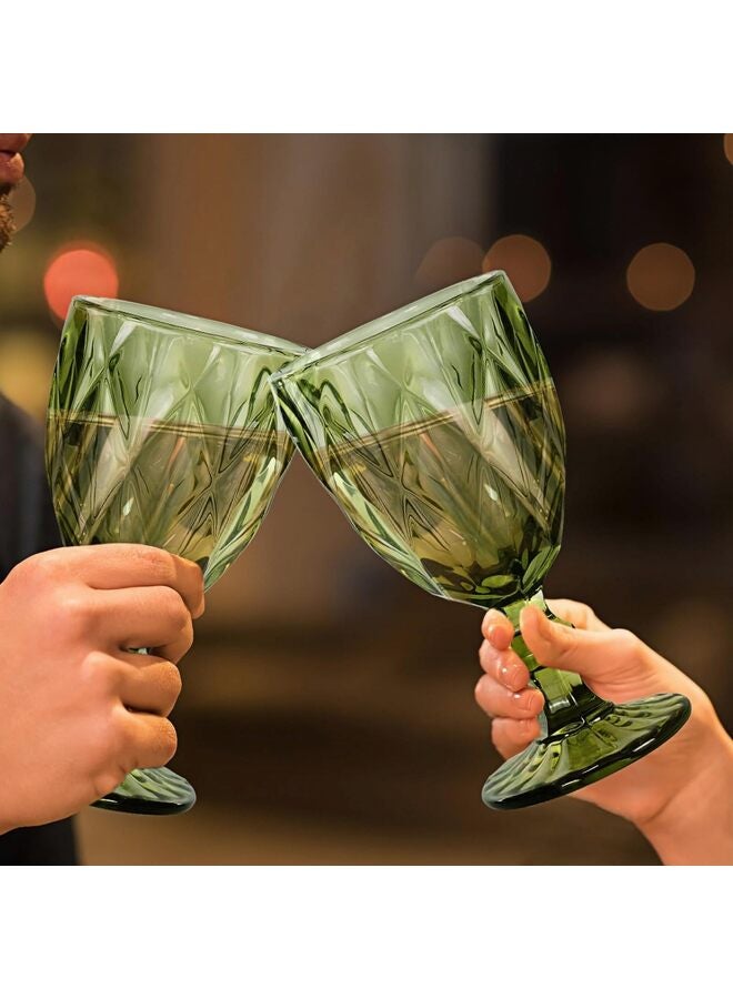 Set of 6 Colorful Drink Cups, 10 Ounces Beverage Cup Set with Embossed Pattern, Colorful Water Cups Vintage Glassware for Party, Wedding, Bar, Juice, Drinks (Green) - Image 4