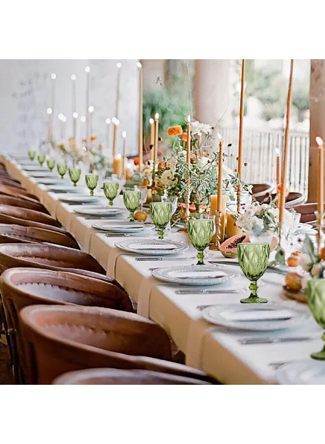 Set of 6 Colorful Drink Cups, 10 Ounces Beverage Cup Set with Embossed Pattern, Colorful Water Cups Vintage Glassware for Party, Wedding, Bar, Juice, Drinks (Green) - Image 3