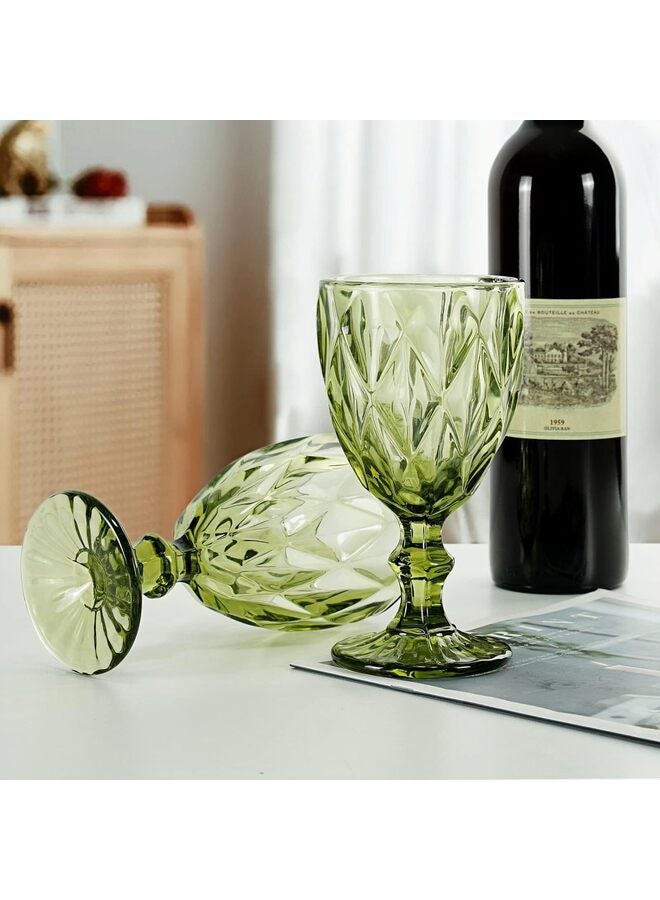 Set of 6 Colorful Drink Cups, 10 Ounces Beverage Cup Set with Embossed Pattern, Colorful Water Cups Vintage Glassware for Party, Wedding, Bar, Juice, Drinks (Green) - Image 5