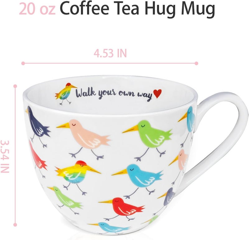 MFoffice Birds Mugs for Daily Coffee and Tea, Premium 20 oz Bone China Coffee Tea Hug Mug, Perfect Holiday, Birthday and Christmas Gift for Bird Lovers, Designed in England by Harvest Green Studio - Image 3