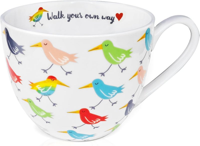 MFoffice Birds Mugs for Daily Coffee and Tea, Premium 20 oz Bone China Coffee Tea Hug Mug, Perfect Holiday, Birthday and Christmas Gift for Bird Lovers, Designed in England by Harvest Green Studio - Image 1