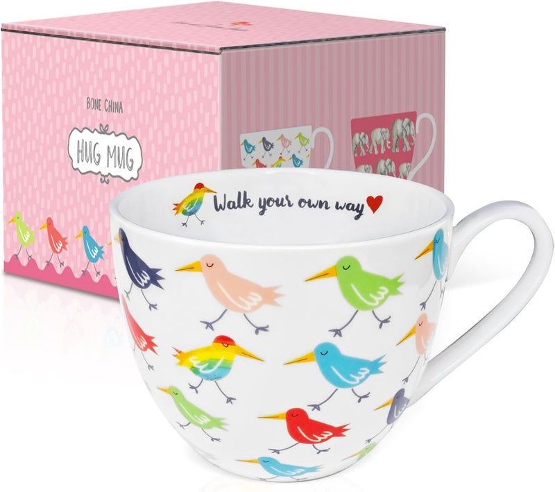 MFoffice Birds Mugs for Daily Coffee and Tea, Premium 20 oz Bone China Coffee Tea Hug Mug, Perfect Holiday, Birthday and Christmas Gift for Bird Lovers, Designed in England by Harvest Green Studio - Image 2
