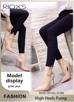 RIOXS Women's Pointed Toe High Heels, 10cm Patent Leather Pumps, Elaborate Stiletto Heels Pumps, Elegant Wedding Dress Shoes, Suitable for Office, Party, Wedding or Formal Occasions, Easy to Wear for All Day Long  - Image 3