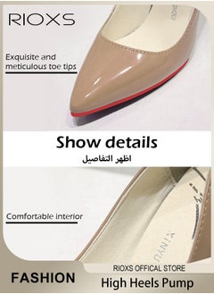 RIOXS Women's Pointed Toe High Heels, 10cm Patent Leather Pumps, Elaborate Stiletto Heels Pumps, Elegant Wedding Dress Shoes, Suitable for Office, Party, Wedding or Formal Occasions, Easy to Wear for All Day Long  - Image 5