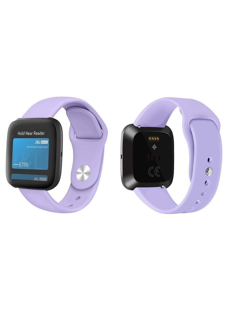 NIBEMINENT Official Solid Silicon Replacement Band For Fitbit Versa 2/1/Lite/SE Light Purple