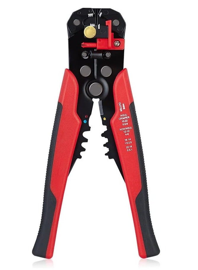 Rubik Wire Stripper & Cutter, 5 in 1 Self-Adjusting Automatic Strippong Cutting Crimper Pliers Tool - Red - Image 1