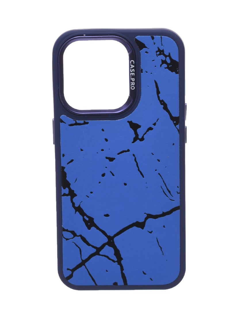 Silicone Back Phone Protection Cover With Amazing Design And Safety Edges For Iphone 15 Pro - Blue Black  - Image 1