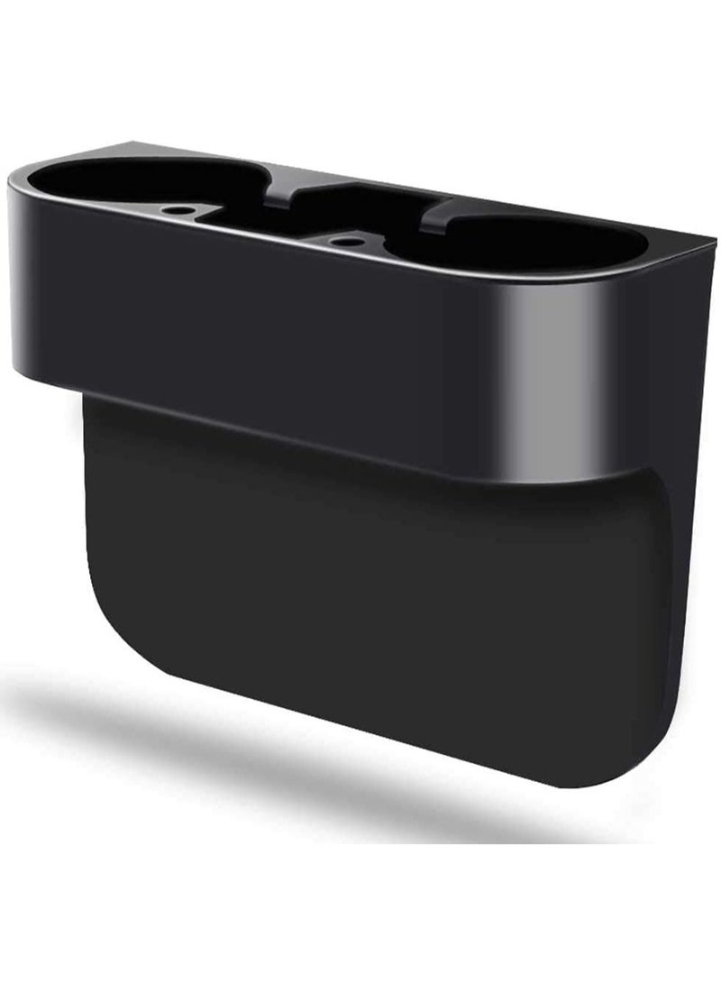 Scrolls Car Cup Holder Organizer Universal Portable Multifunction Drink Bottle Holder Cellphone Holder Coffee Console Side Pocket with Pen Hole - Car Seat Gap Storage Pocket Box Cage (Black)  - Image 1