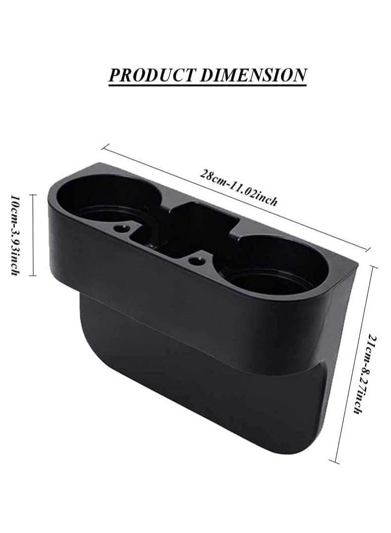 Scrolls Car Cup Holder Organizer Universal Portable Multifunction Drink Bottle Holder Cellphone Holder Coffee Console Side Pocket with Pen Hole - Car Seat Gap Storage Pocket Box Cage (Black)  - Image 2