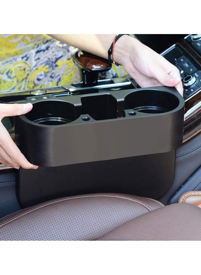 Scrolls Car Cup Holder Organizer Universal Portable Multifunction Drink Bottle Holder Cellphone Holder Coffee Console Side Pocket with Pen Hole - Car Seat Gap Storage Pocket Box Cage (Black)  - Image 4