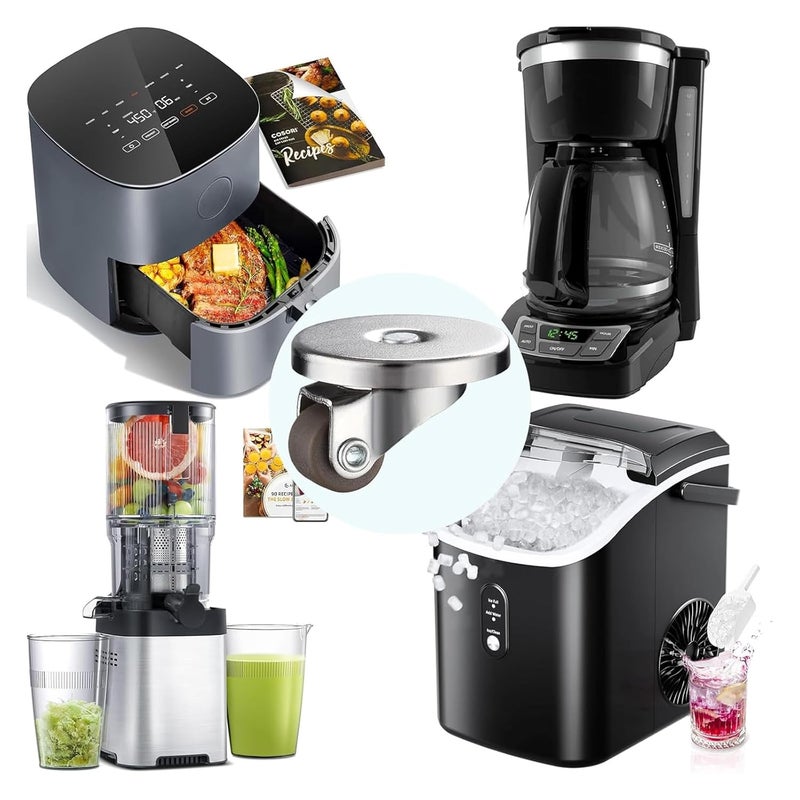 Brown Set of 4 Small Rotating Wheel Casters for Coffee Machines Juicers Light Objects - Image 3