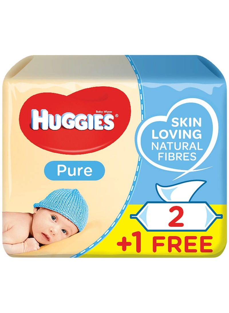 HUGGIES 2-Piece Pure Baby Wipes And 1-Piece Free 56sx3 Pack 168 Wipes - Image 1