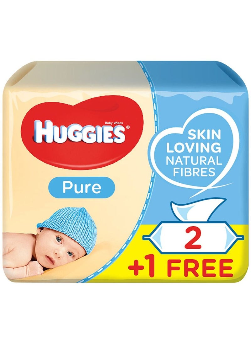 Huggies - 2-Piece Pure Baby Wipes And 1-Piece Free 56sx3 Pack 168 Wipes - Image 1