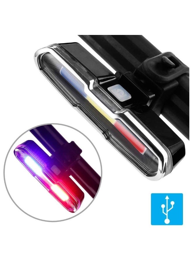 كوميت مصباح دراجة خلفي LED احترافي قابل لإعادة الشحن - 3 ألوان (أحمر، أزرق، أبيض) مع 6 أوضاع إضاءة ومقاومة للماء IPX4. - Image 3