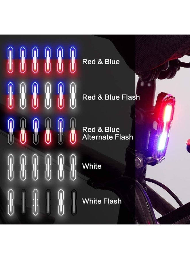كوميت مصباح دراجة خلفي LED احترافي قابل لإعادة الشحن - 3 ألوان (أحمر، أزرق، أبيض) مع 6 أوضاع إضاءة ومقاومة للماء IPX4. - Image 2