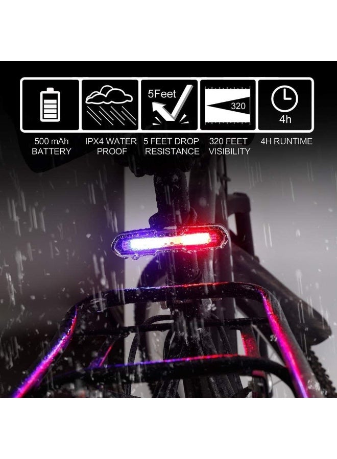 كوميت مصباح دراجة خلفي LED احترافي قابل لإعادة الشحن - 3 ألوان (أحمر، أزرق، أبيض) مع 6 أوضاع إضاءة ومقاومة للماء IPX4. - Image 5
