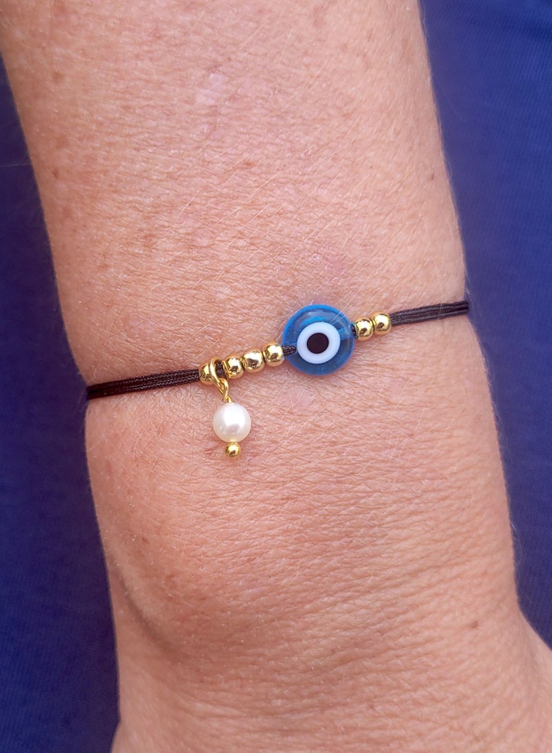 Alwan سوار خيطي مع عين شريرة ولؤلؤة صغيرة - Image 3