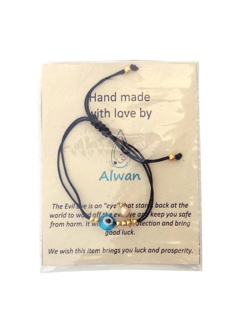 Alwan سوار خيطي مع عين شريرة ولؤلؤة صغيرة - Image 4