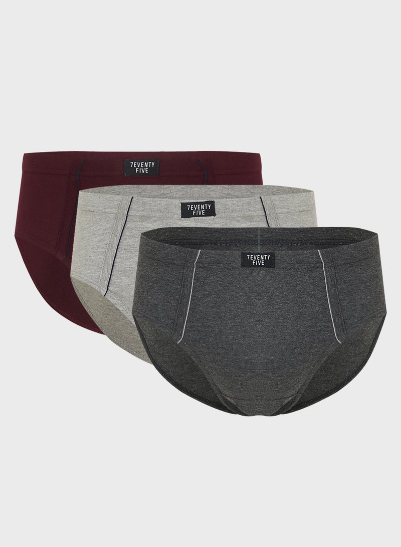 Seventy Five Basics 3 Pack Tab On Waist French Briefs With Antibacterial Finish  - Image 1