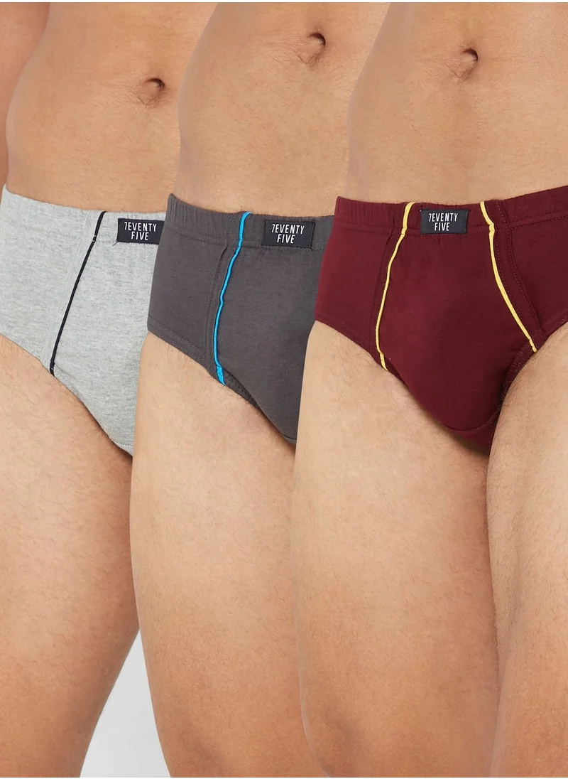 Seventy Five Basics 3 Pack Tab On Waist French Briefs With Antibacterial Finish