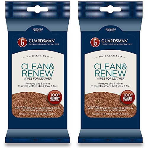 Guardsman Clean & Renew Leather Wipes - 20 Count - Removes Dirt & Grime, Great For Leather Furniture & Car Interiors - 2 Pack - Image 3