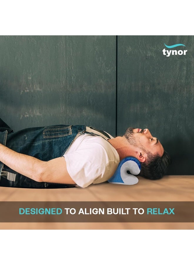 TYNOR Neck Corrector & Relaxer, for Men & Women, Ergonomic Neck Support for Pain Relief & Relaxation, for Posture Alignment | Universal Size, 1 Unit (Blue) - Image 4