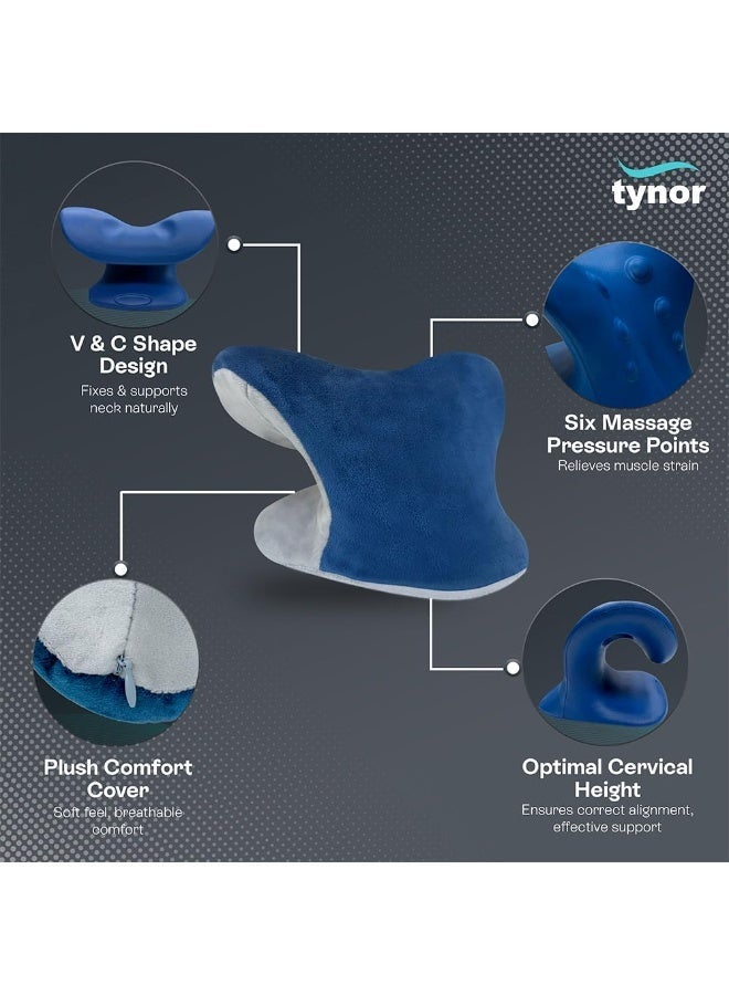 TYNOR Neck Corrector & Relaxer, for Men & Women, Ergonomic Neck Support for Pain Relief & Relaxation, for Posture Alignment | Universal Size, 1 Unit (Blue) - Image 2