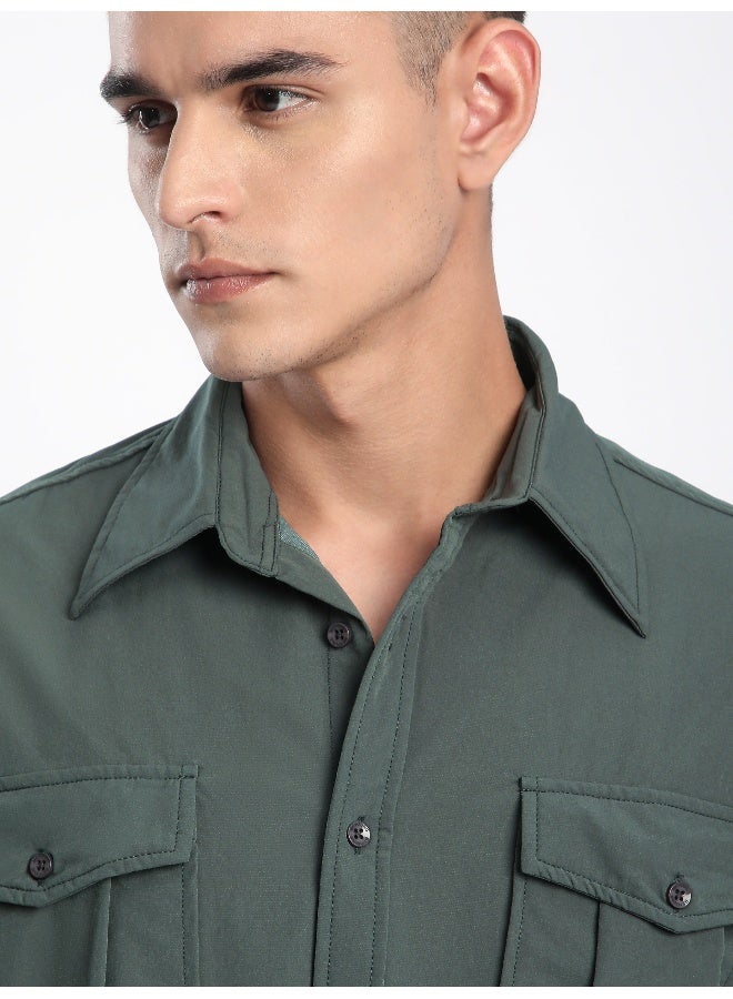 بيونغ قميص رمادي بأكمام ملفوفة - Image 5