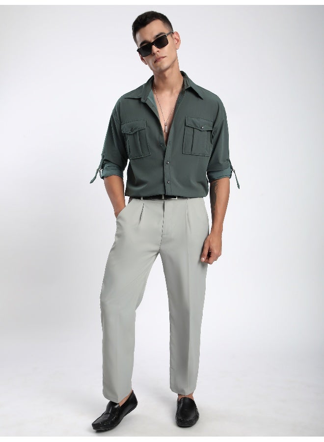 بيونغ قميص رمادي بأكمام ملفوفة - Image 4