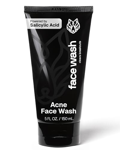 Black Wolf Salicylic Acid Acne Face Wash for Men - Charcoal Facial Cleanser & Exfoliator for Oily Skin - Gentle Daily Face Exfoliant & Pore Reducer Clears Breakouts - Non-Drying Acne Treatment - Image 1