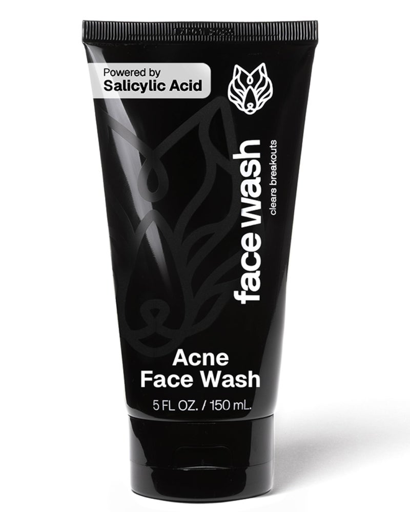 Black Wolf Salicylic Acid Acne Face Wash for Men - Charcoal Facial Cleanser & Exfoliator for Oily Skin - Gentle Daily Face Exfoliant & Pore Reducer Clears Breakouts - Non-Drying Acne Treatment - Image 2