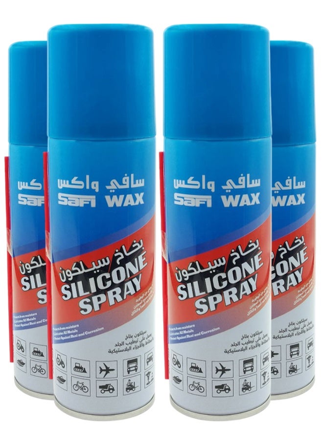 Safi WAX 4pcs Safi Wax Silicone Spray Moisturizes, Protects And Restores Elasticity for Rubber, Leather And Plastic Parts 200ml SFW-105 - Image 1