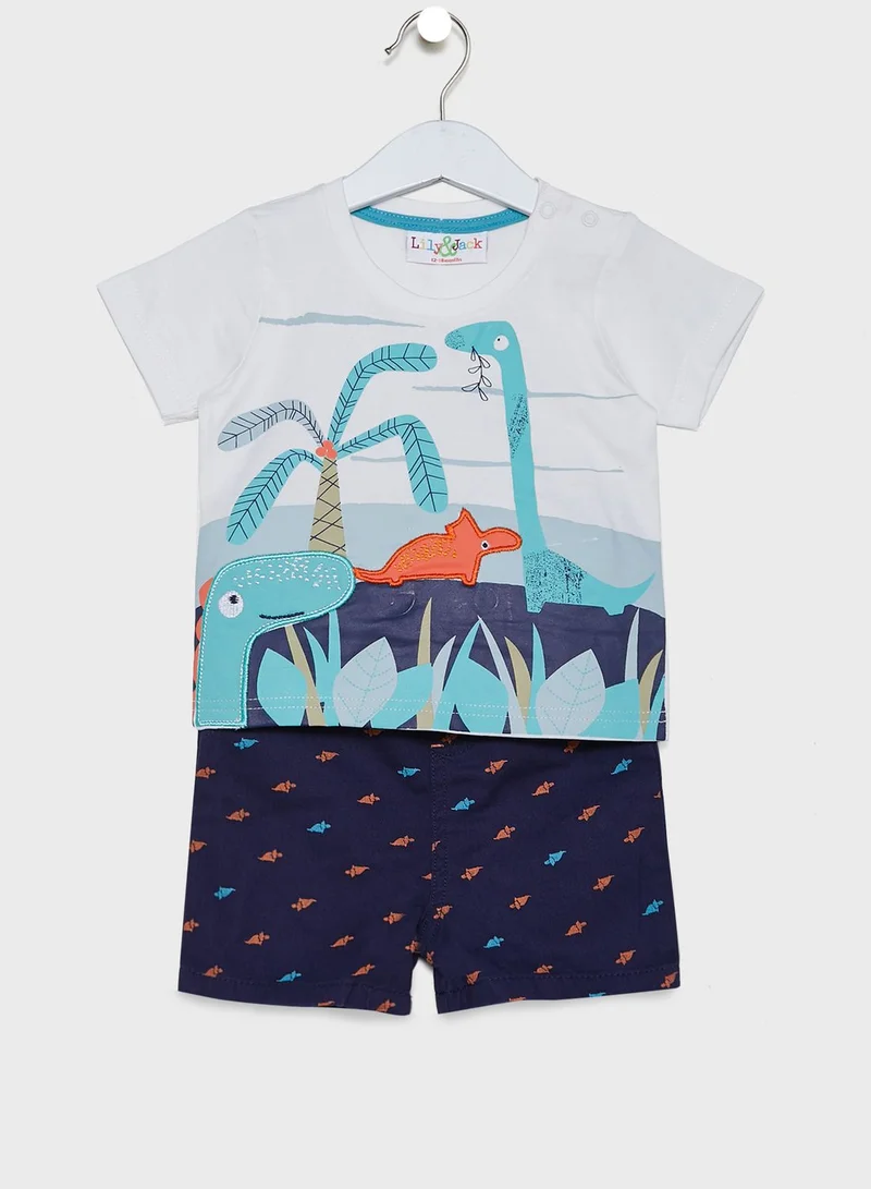 lily and jack Infant Button Down Shirt + Color Block Shorts Set