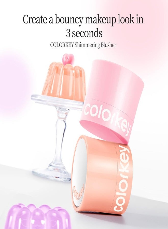 COLORKEY Shimmering Pudding Powder Blush, Lightweight, non-drying and smooth, Naturally Luminous Semi-Matte Finish, Self-contained brush, portable makeup (02 strawberry, 3.2g) - Image 5
