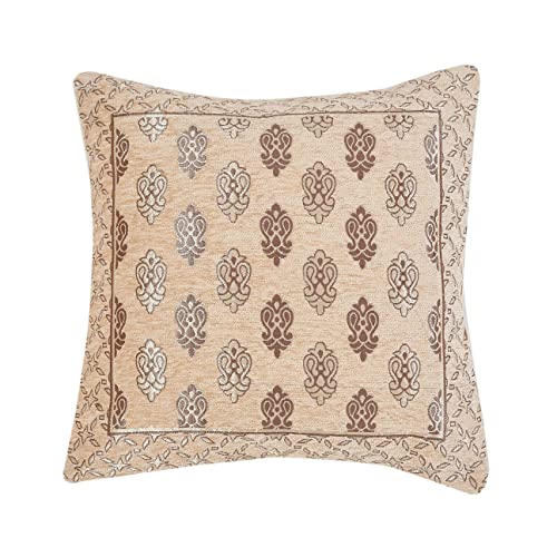 LOOMLYFE Jacquard Geomteric Cushion Covers 16 Inch X 16 Inch Set Of 5 Ethnic Motifs 240 TC Cushion Covers,Design- Ambi,Color- Beige - Image 3