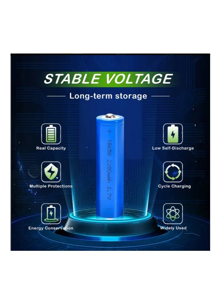 أيون 5 بطارية 18650 قابلة لإعادة الشحن، 3.7 فولت، 2200 مللي أمبير، شحن USB، رأس زر، للمصابيح الأمامية، المراوح، الأضواء الشمسية، المصابيح اليدوية، الأجهزة المنزلية، السفر  - Image 2