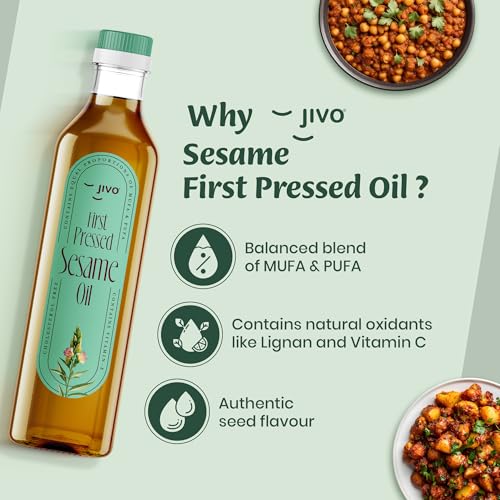 Jivo First Pressed Sesame Oil | 1L Bottle | Gingelly Oil | Contains MUFA (oleic acid) and Omega-6 PUFA (linoleic acid) | Natural Antioxidants (Lignans) | Ideal for Cooking - Image 5