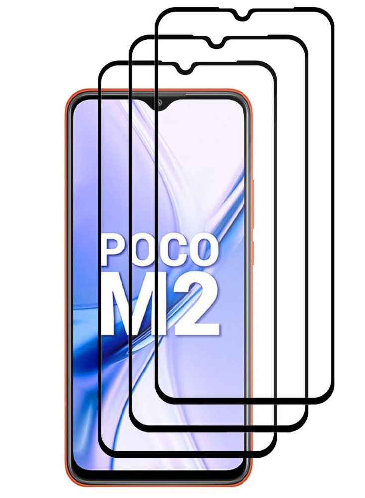 CATANES 3 Pack For Xiaomi Poco M2 Screen Protector Tempered Glass Full Glue Back - Image 2