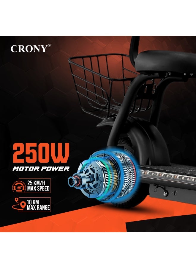 Crony JL005-03 Mini Harley Electric Scooter for Adults & Kids, 250W Brushless Motor, 36V Battery, Foldable Portable E-Scooter with LED Headlamp, Drum Brakes, Rear Luggage Tray, Compact Urban Commuter Electric Scooter for Short Trips - Image 5