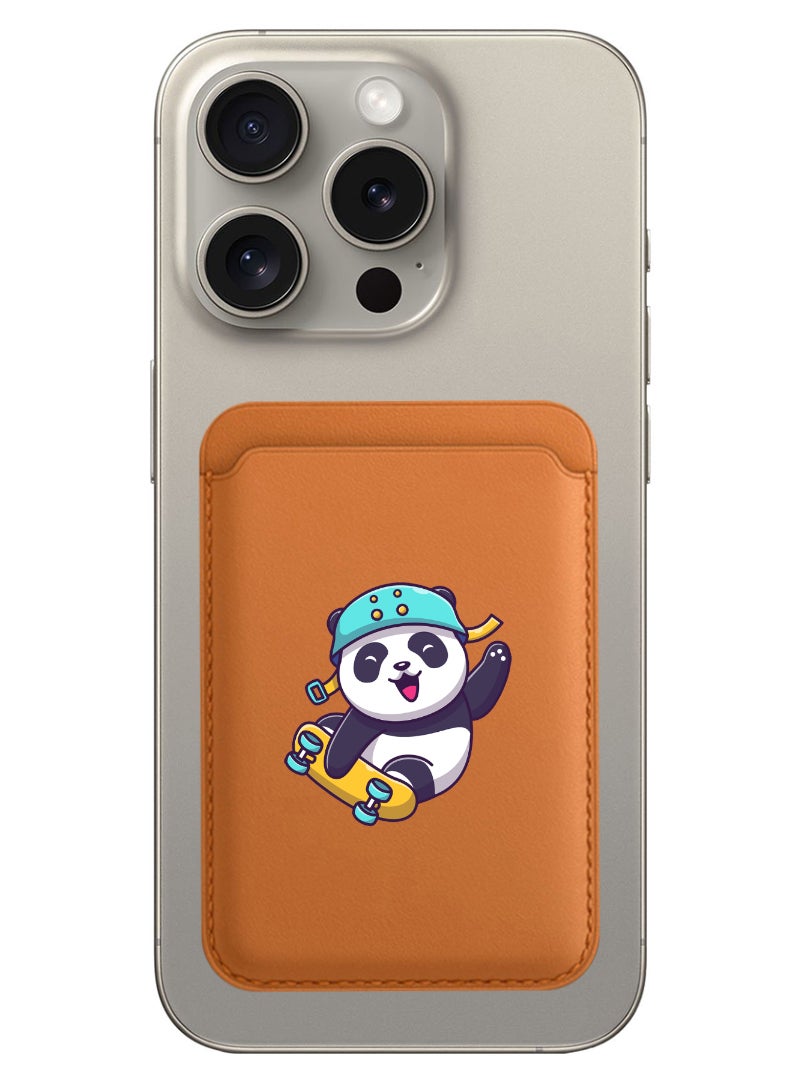 Theodor Magnetic Wallet, Compatible with MagSafe Wallet, for iPhone Wallet, for iPhone 16/15/14/13/12 Series, Not for iPhone 13/12 mini, 3 Card Holder, Vegan Leather, Brown - skiing panda - Image 1
