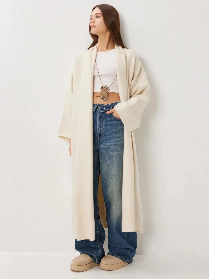 Lovely Istanbul ISTANBUL Oversized Open Collar Long Knit Cardigan