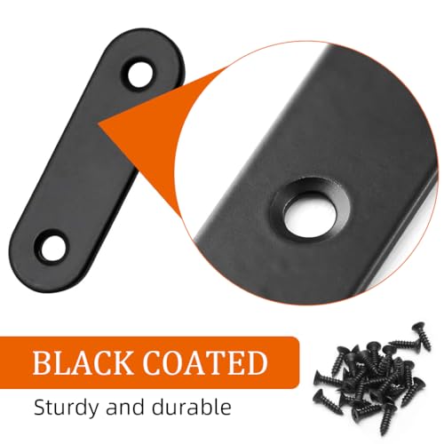 Serplex® 12Pcs Flat Plate Straight Brackets with Screws, Flat Brace Bracket Stainless Steel Mending Joining Plates for Wood, Board, Bed Frame, Furniture & Shelves, 50mm, Black - Image 3