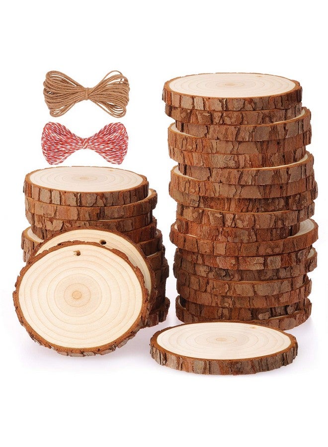 Fuyit Natural Wood Slices 30 Pcs 2.4-2.8 Inches Craft Wood Kit Unfinished Predrilled With Hole Wooden Circles Tree Slices For Arts And Crafts Christmas Ornaments Diy Crafts - Image 1