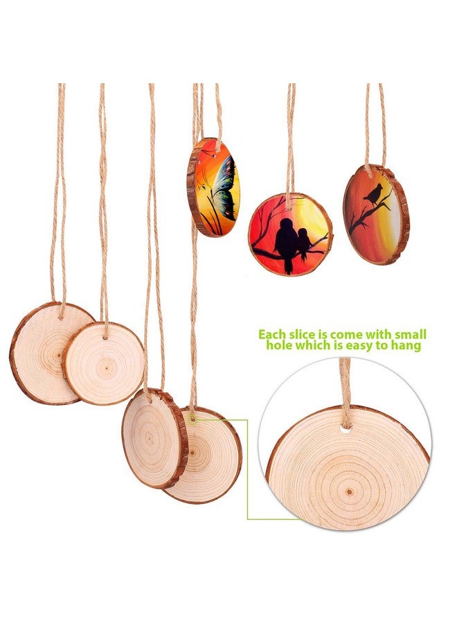 Fuyit Natural Wood Slices 30 Pcs 2.4-2.8 Inches Craft Wood Kit Unfinished Predrilled With Hole Wooden Circles Tree Slices For Arts And Crafts Christmas Ornaments Diy Crafts - Image 3