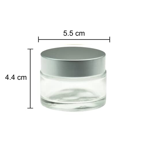 Devinez Multipurpose (Pack of 2) Round Clear Glass Cosmetic Jars,50gm with Inner Liners and Silver Lids, Travel Jars, Refillable for Makeup, Cream, Lotion, Sugar Scrubs, Eye Shadow Paint, Jewelry - Image 4