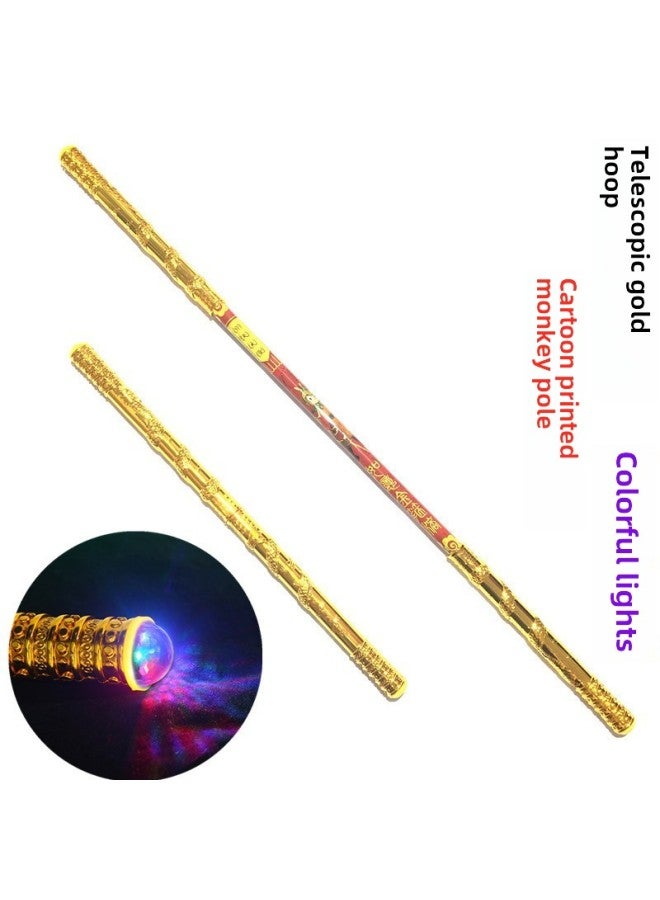 Travel Toys Children's Toys Monkey King Stainless Steel Ruyi Golden Hoop Stick Stall Toys-Color:Telescopic Luminous Gold Hoop [pattern]]  - Image 1