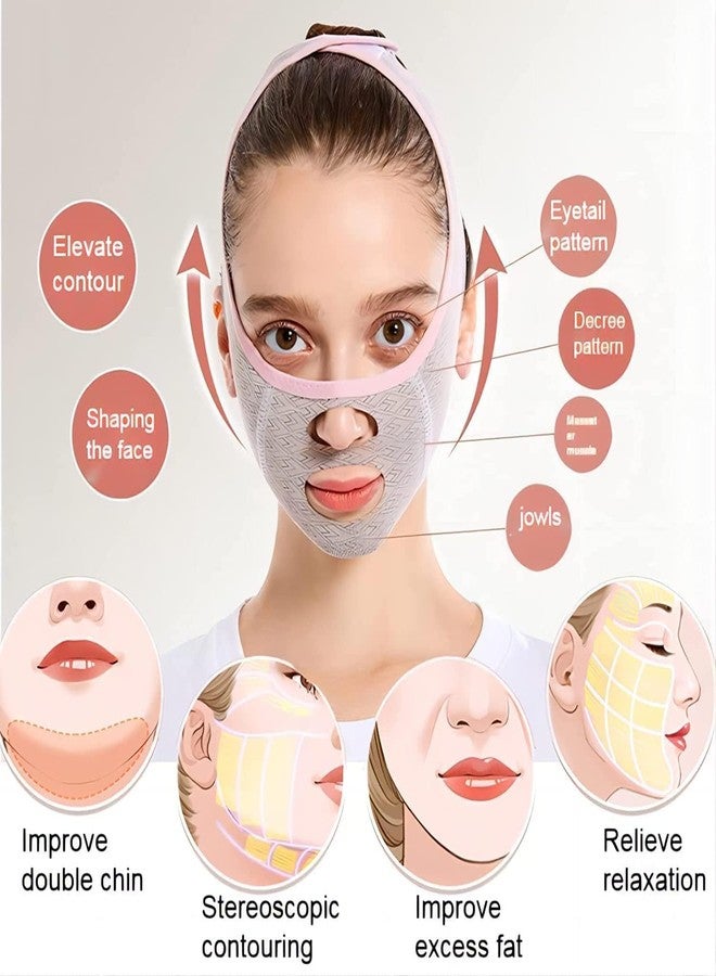 PANDANUS Facial Slimming Belt, Double Chin Reducer Reusable V-Shape Face Mask for Men & Women Facial Shaped UP Lift Belt, Slim Cheeks Lifting Jaw Line Shaper Anti Wrinkle Strap Elastic Face (1 Pcs) - Image 3
