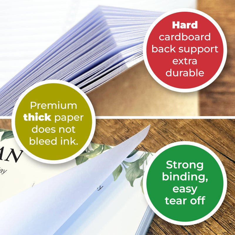 HADIGU Weekly Planner Notepad, Undated Tear Off Weekly To Do List Notepad, 11.5" x 8", Eucalyptus Design on Cream Base, Premium Thick Paper and Cardboard Back Support, Desk Planner for Work, Office and Home. - Image 4